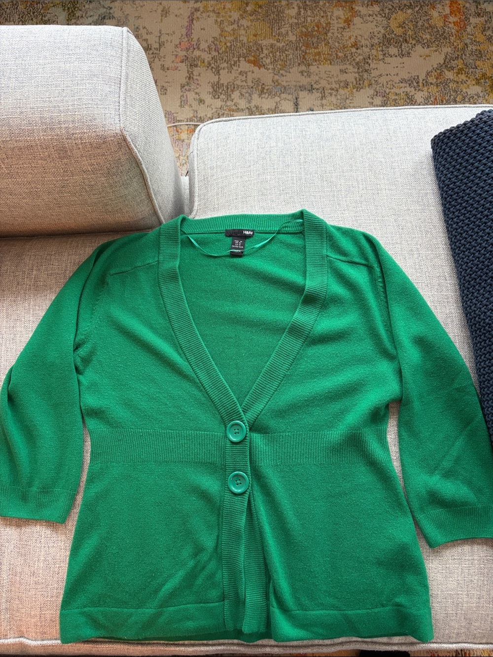 H&M Emerald Green V-Neck Button-Front Women's Cardigan